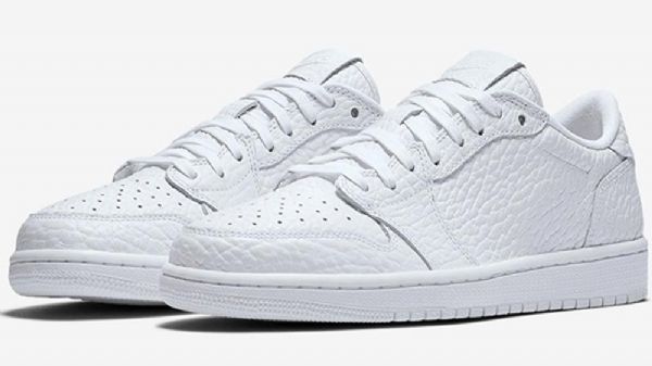 Nike Air Jordan 1 Low Toppe No Swoosh Triple Sko Til Mænd Hvid