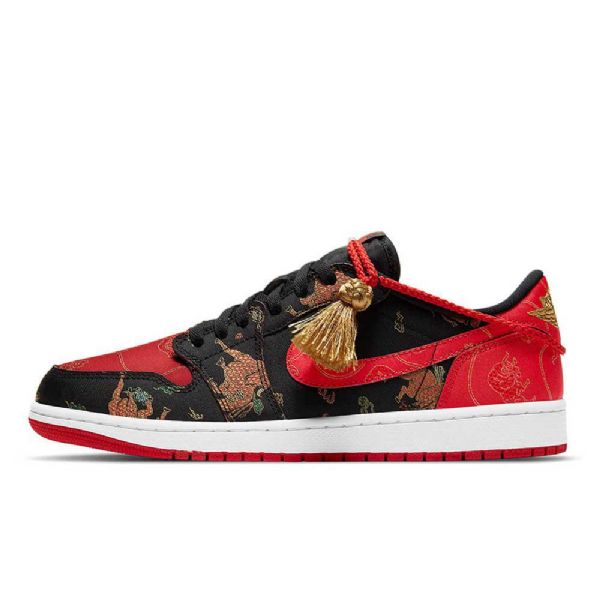 Nike Air Jordan 1 Low Toppe Og Kinesisk Nytårs Sko Til Damer Sort Rød