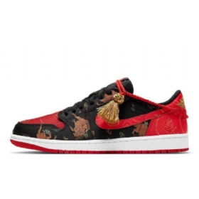 Nike Air Jordan 1 Low Toppe Og Kinesisk Nytårs Sko Til Damer Sort Rød