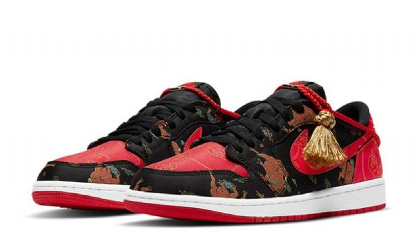 Nike Air Jordan 1 Low Toppe Og Kinesisk Nytårs Sko Til Damer Sort Rød
