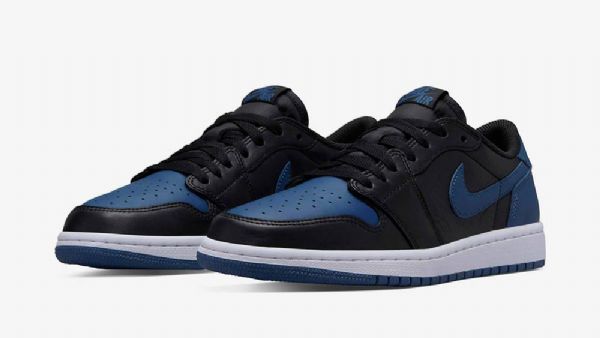 Nike Air Jordan 1 Low Toppe Og Mystic Sko Til Damer Sort Mørkeblå Blå