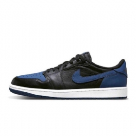 Nike Air Jordan 1 Low Toppe Og Mystic Sko Til Mænd Sort Mørkeblå Blå