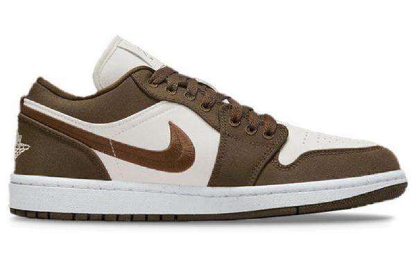 Nike Air Jordan 1 Low Toppe Se Marathon Løbesko / Sneakers Til Damer Lys Olivengrøn