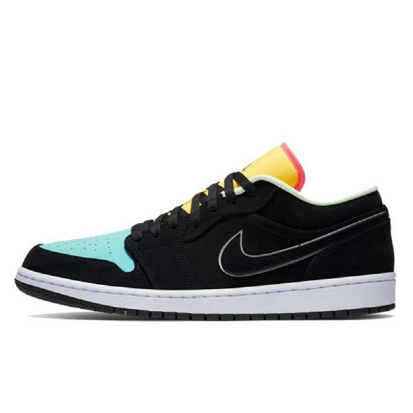 Nike Air Jordan 1 Low Tops Aurora Sko Til Mænd Sort Grøn Orange