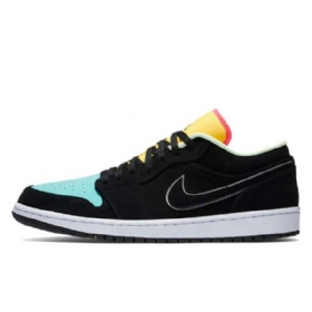 Nike Air Jordan 1 Low Tops Aurora Sko Til Mænd Sort Grøn Orange