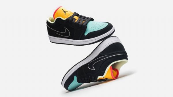 Nike Air Jordan 1 Low Tops Aurora Sko Til Mænd Sort Grøn Orange