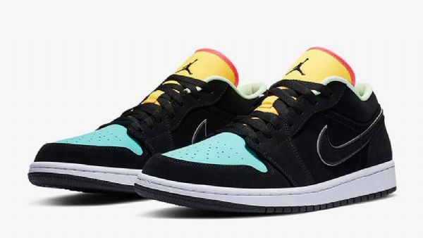 Nike Air Jordan 1 Low Tops Aurora Sko Til Mænd Sort Grøn Orange