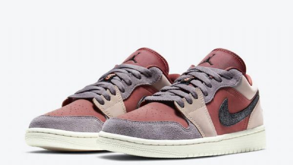Nike Air Jordan 1 Low Tops Canyon Rust Sko Til Mænd Burgundy Lyserød