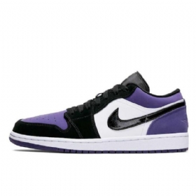 Nike Air Jordan 1 Low Tops Court Sko Til Mænd Lilla