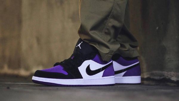 Nike Air Jordan 1 Low Tops Court Sko Til Mænd Lilla