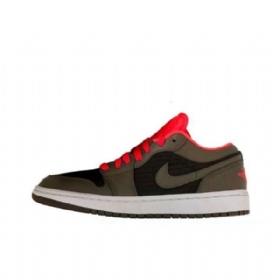Nike Air Jordan 1 Low Tops Crimson Sko Til Damer Sort Oliven Grøn