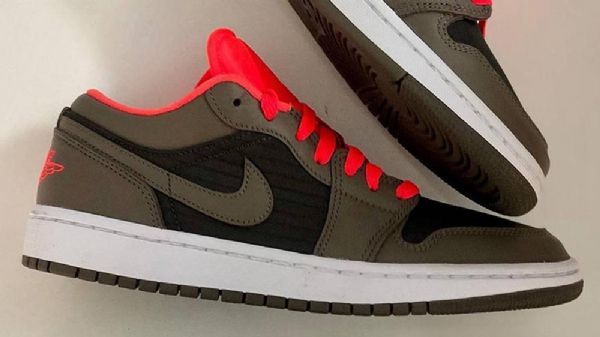 Nike Air Jordan 1 Low Tops Crimson Sko Til Damer Sort Oliven Grøn