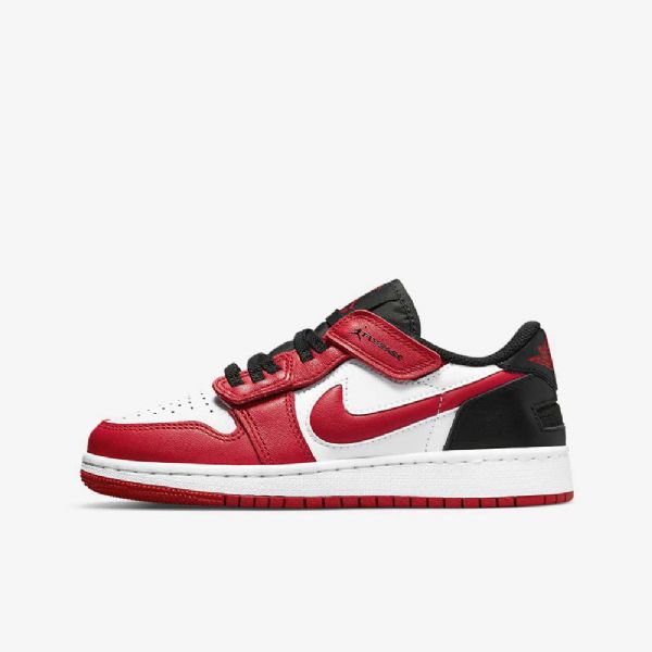 Nike Air Jordan 1 Low Tops Flyease Sko Til Børn Hvid Sort Rød