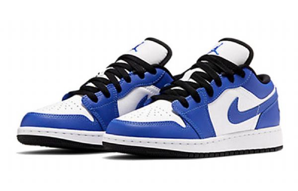 Nike Air Jordan 1 Low Tops Gs Basketball Sko Til Mænd Blå Hvid