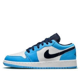 Nike Air Jordan 1 Low Tops Gs Basketball Sko Til Mænd Blå Hvid