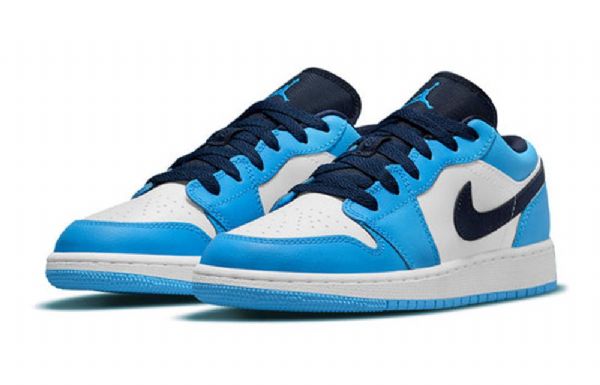 Nike Air Jordan 1 Low Tops Gs Basketball Sko Til Mænd Blå Hvid