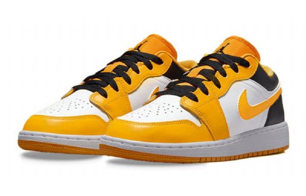 Nike Air Jordan 1 Low Tops Gs Basketball Sko Til Mænd Guld Hvid