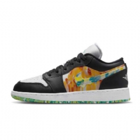 Nike Air Jordan 1 Low Tops Gs Drip Sko Til Damer Sort Grå