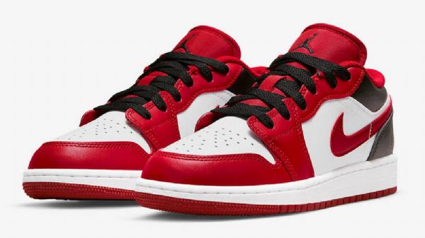 Nike Air Jordan 1 Low Tops Gs Reverse Toe Sko Til Damer Rød Sort