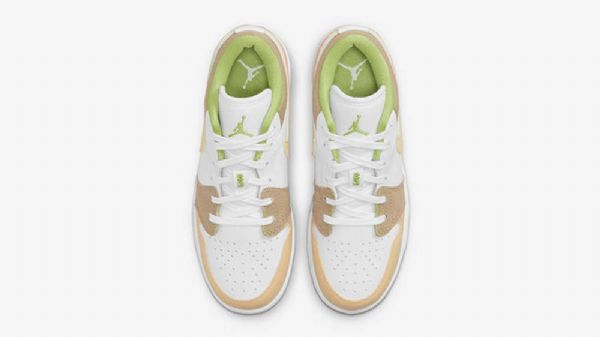 Nike Air Jordan 1 Low Tops Gs Sko Til Damer Beige Hvid Lyserød