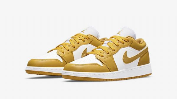 Nike Air Jordan 1 Low Tops Gs Sko Til Damer Hvid Gul