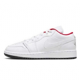 Nike Air Jordan 1 Low Tops Gs Sko Til Damer Hvid Rød