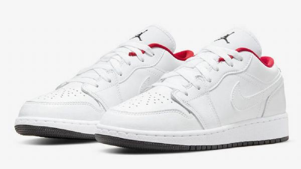 Nike Air Jordan 1 Low Tops Gs Sko Til Damer Hvid Rød
