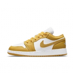 Nike Air Jordan 1 Low Tops Gs Sko Til Mænd Hvid Gul