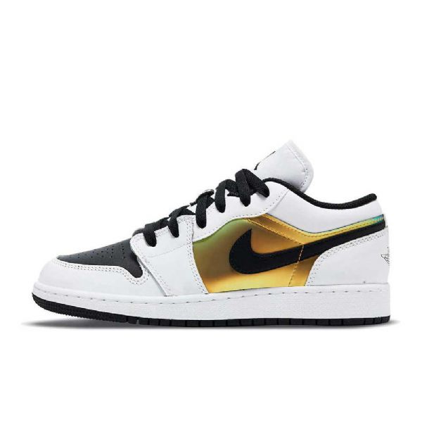 Nike Air Jordan 1 Low Tops Gs Sko Til Mænd Hvid Sort Guld