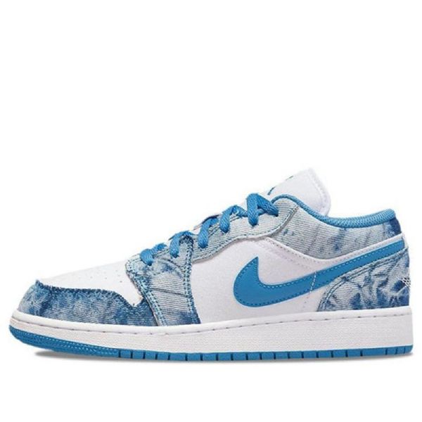 Nike Air Jordan 1 Low Tops Gs Washed Sko Til Mænd Hvid Blå