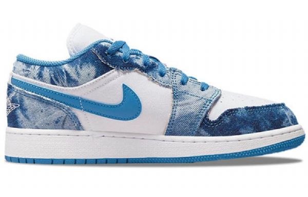 Nike Air Jordan 1 Low Tops Gs Washed Sko Til Mænd Hvid Blå