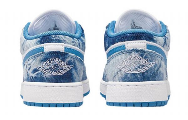 Nike Air Jordan 1 Low Tops Gs Washed Sko Til Mænd Hvid Blå