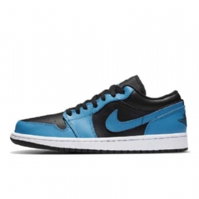 Nike Air Jordan 1 Low Tops Laser Sko Til Mænd Blå Sort