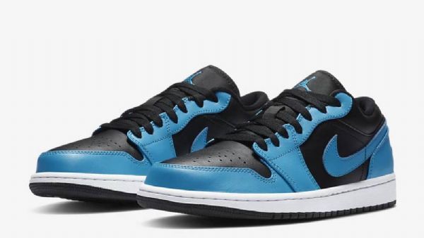 Nike Air Jordan 1 Low Tops Laser Sko Til Mænd Blå Sort