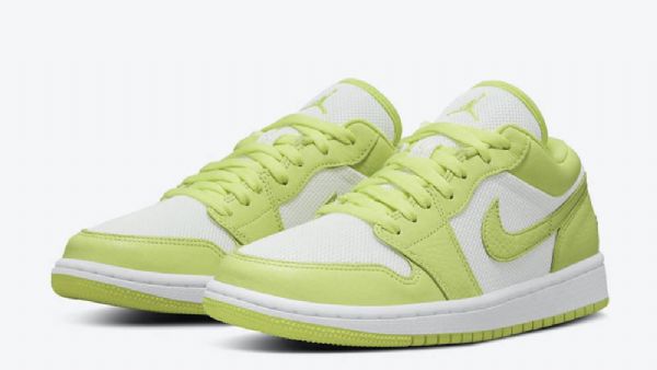 Nike Air Jordan 1 Low Tops Limelight Sko Til Damer Grøn Hvid