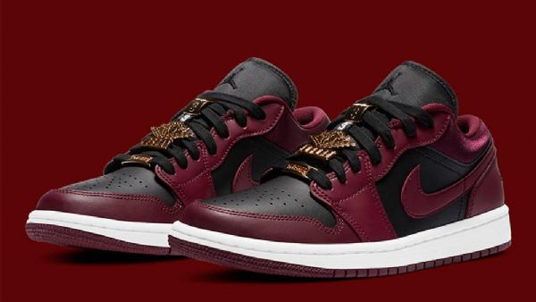 Nike Air Jordan 1 Low Tops Maroon Sko Til Mænd Burgundy Sort