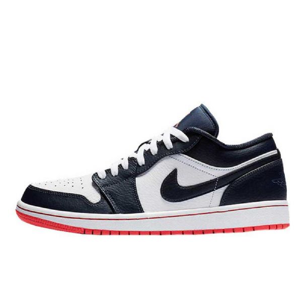 Nike Air Jordan 1 Low Tops Obsidian Sko Til Mænd Mørkeblå Hvid