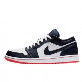 Nike Air Jordan 1 Low Tops Obsidian Sko Til Mænd Mørkeblå Hvid