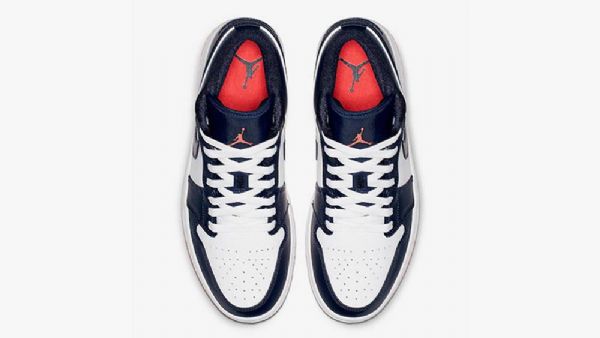 Nike Air Jordan 1 Low Tops Obsidian Sko Til Mænd Mørkeblå Hvid