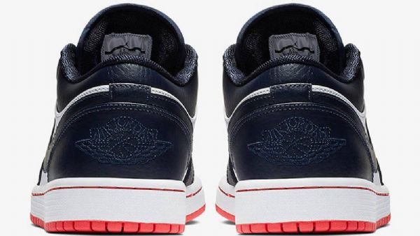Nike Air Jordan 1 Low Tops Obsidian Sko Til Mænd Mørkeblå Hvid