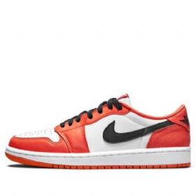 Nike Air Jordan 1 Low Tops Og Retro Basketball Sko Til Damer Orange Hvid