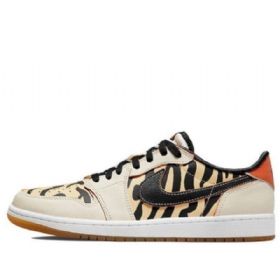 Nike Air Jordan 1 Low Tops Og Retro Basketball Sko Til Mænd Leopard Beige