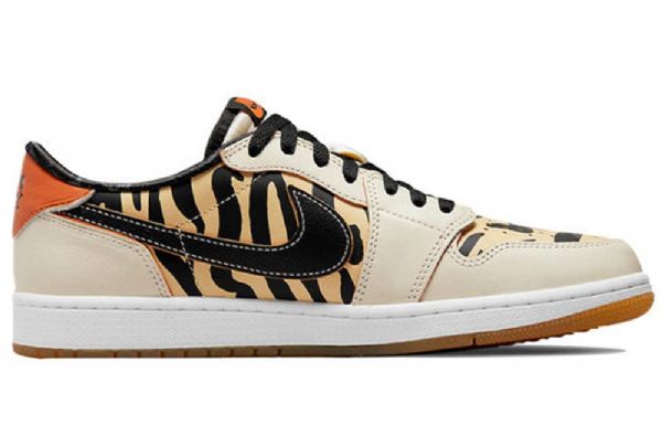 Nike Air Jordan 1 Low Tops Og Retro Basketball Sko Til Mænd Leopard Beige