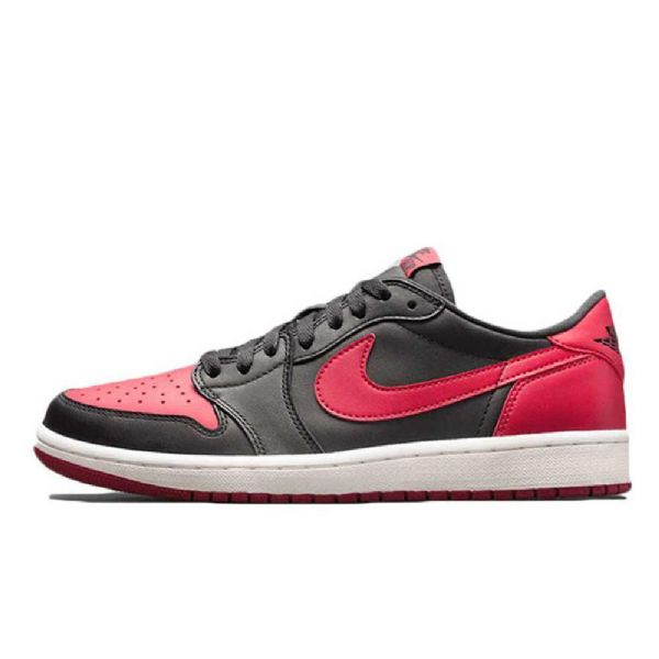 Nike Air Jordan 1 Low Tops Og Wide Sko Til Mænd Rød Sort