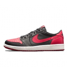 Nike Air Jordan 1 Low Tops Og Wide Sko Til Mænd Rød Sort