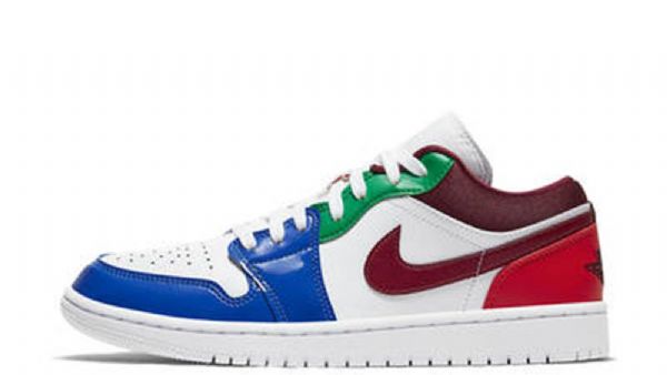 Nike Air Jordan 1 Low Tops Patent-color Sko Til Kvinder Flerfarvet