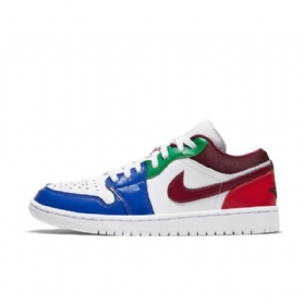 Nike Air Jordan 1 Low Tops Patent-color Sko Til Mænd Flerfarvet