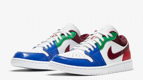 Nike Air Jordan 1 Low Tops Patent-color Sko Til Mænd Flerfarvet