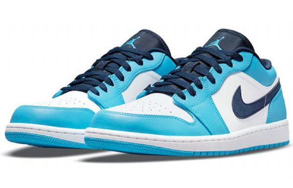 Nike Air Jordan 1 Low Tops Retro Basketball Sko Til Mænd Blå Hvid
