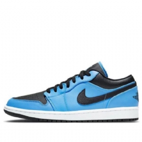 Nike Air Jordan 1 Low Tops Retro Basketball Sko Til Mænd Blå Sort